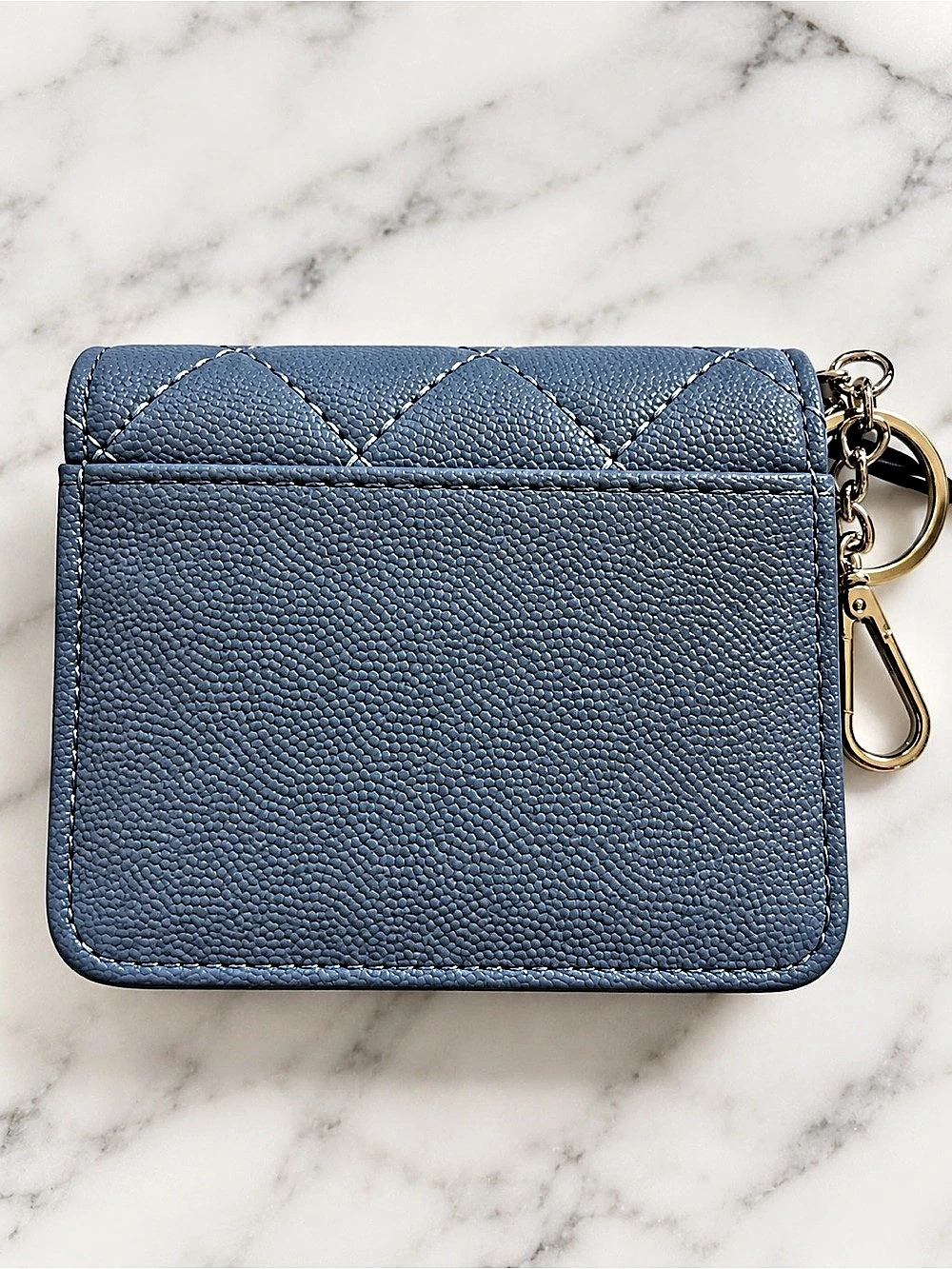 Steve Madden Quilted Card Case Keychain Blue Wallet NWT - Picture 3 of 6